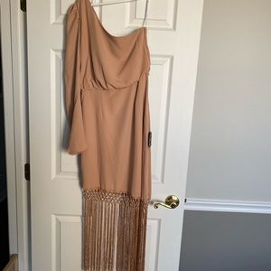 Tan one-shoulder Lulu’s Dress